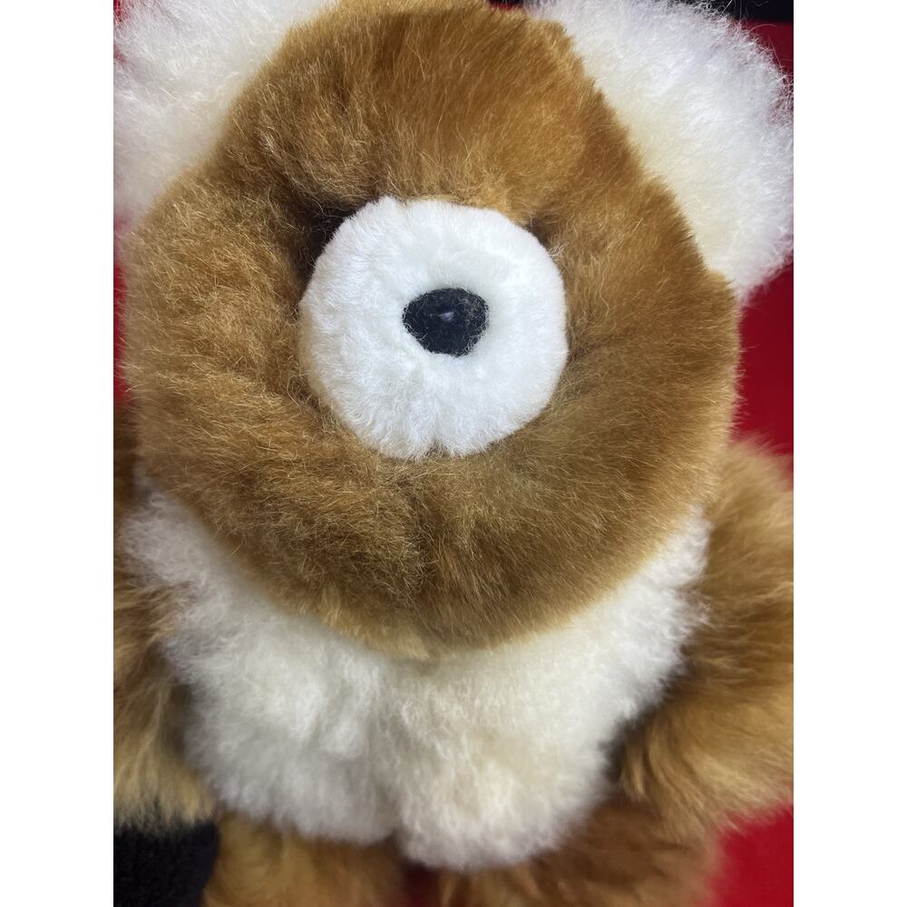 Soft Alpaca Teddy Bear Handmade In Peru from 100% Baby Alpaca Brown & Cream NEW - Picture 6 of 7